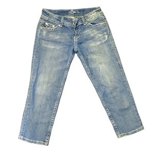 Miss Me Light Wash Faded Low Rise Slim Fit Cropped Jeans Size 26